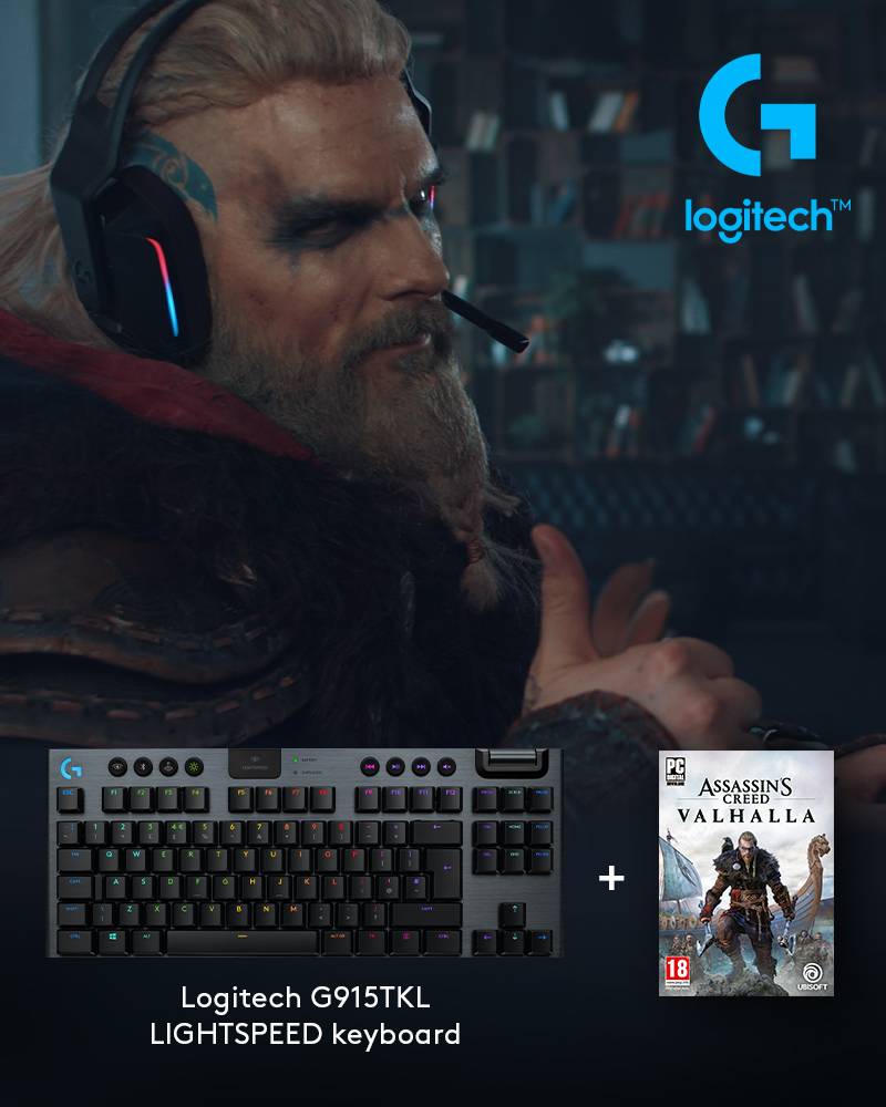 Logitech - G915 TKL Tactile Gaming Keyboard + Assassin’s Creed: Valhalla PC Bundle.