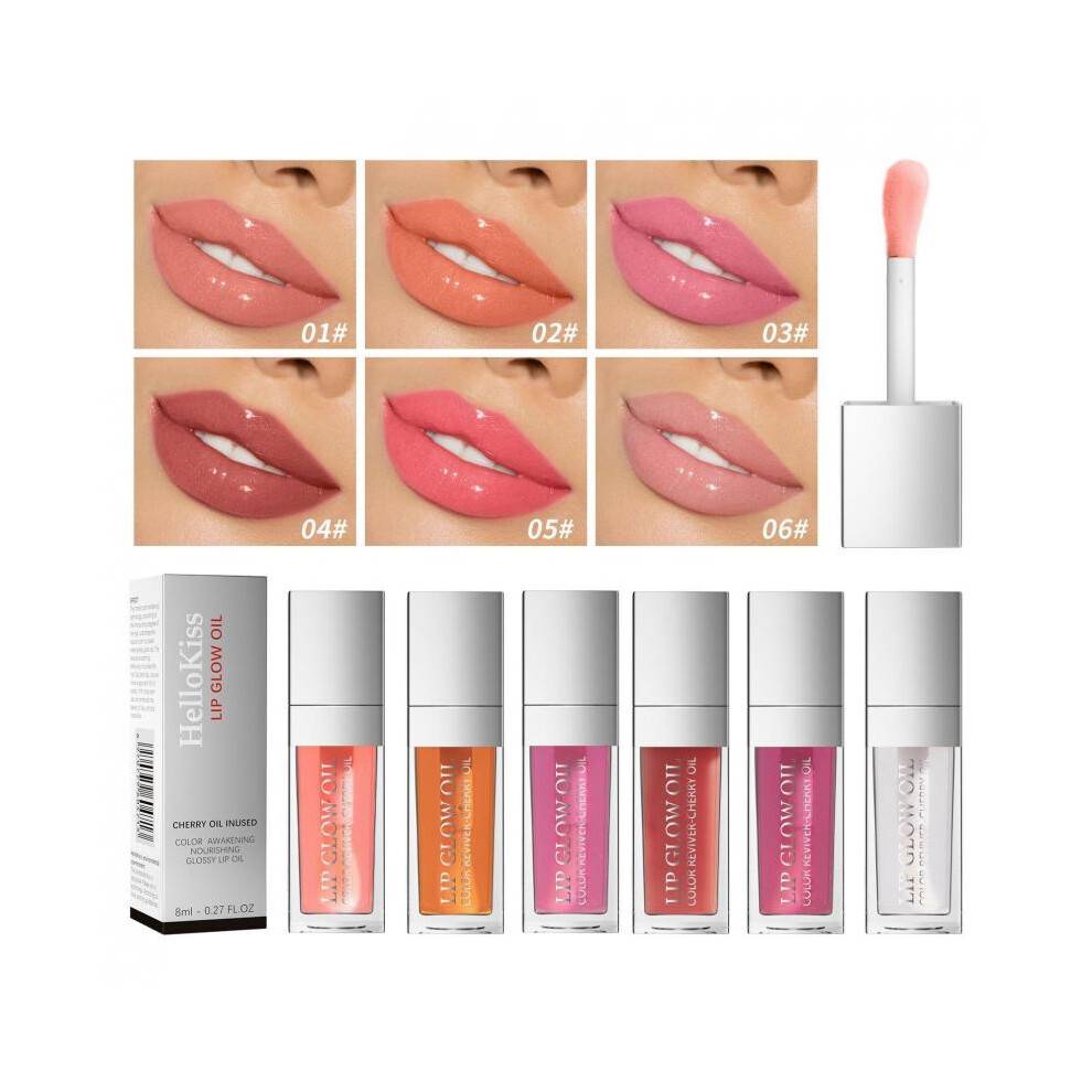 (Matches the image) 6 colors Lip Oil Lip Balm Moisturizing Nourishing Lip Glaze Transparent Toot Lip Nectar Glass Lip Moisturizing Lip Oil Lip Care