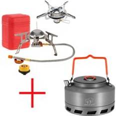 Lixada utomhus 3000w gasspis och 1.1l vattenkanna uppsättning fällbara elektroniska gasbrännare picknick tekanna vattenkokare camping köksredskap - Uppsättning 3