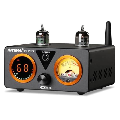 AIYIMA T9PRO JAN5725 Vakuumrörförstärkare 100Wx2 TPA3250 Stereo USB DAC Amp QCC3031 Bluetooth 5.1 aptxHD COAX/OPT HiFi Home Audio Digitala förstärkare med VU-mätare (32V strömförsörjning)