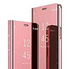 Fodral för Samsung Galaxy s8 fodral med flikstativ Clear View Cover Flip Case (roséguld)