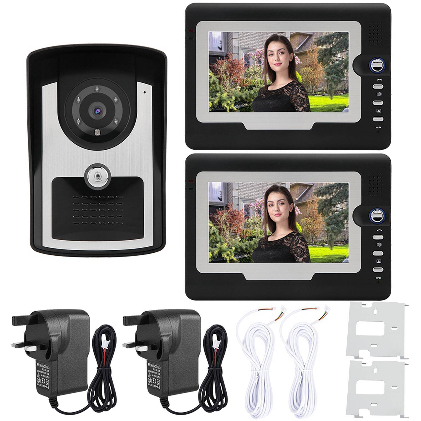 7 LCD Video Dörrtelefon Kabelbunden Intercom Ringklocka Kit Heminmatningssystem 1V2 SY810