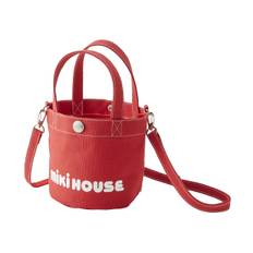 MIKI HOUSE Logo Canvas Tote Solid for Mini Tote Mini Red Bag, Small, Color, Boys, Girls, Babies, Kids, Adults, Women, Moms, Bag, Bag, 10-8206-498,