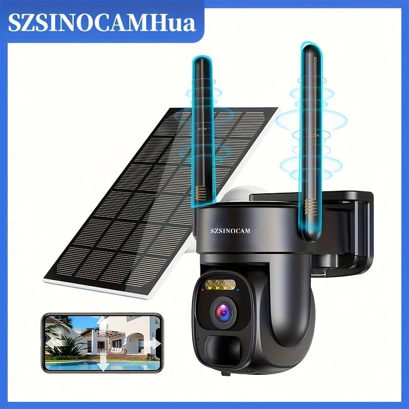 TEMU Solar Security Cameras - Wifi Pan Tilt 360° View, 2-way Talk, 4x Zoom, Color Night Vision, Spotlight/siren, Motion Detection, Rechargeable Battery, Wireless/cloud, App Compatible