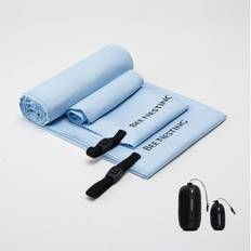 BeeNesting Ultra Light Quick Dry Towel Set of Super Odor Resistant Sports Travel Towel with Storage For Microfiber Towel Set 2, Absorbent, blå