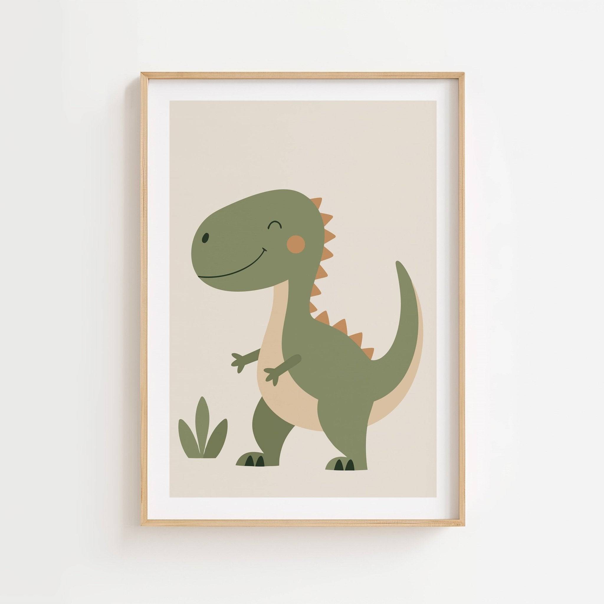 T-Rex dinosaurieposter-50x70 cm / 20x28″ / Med ram / Svart