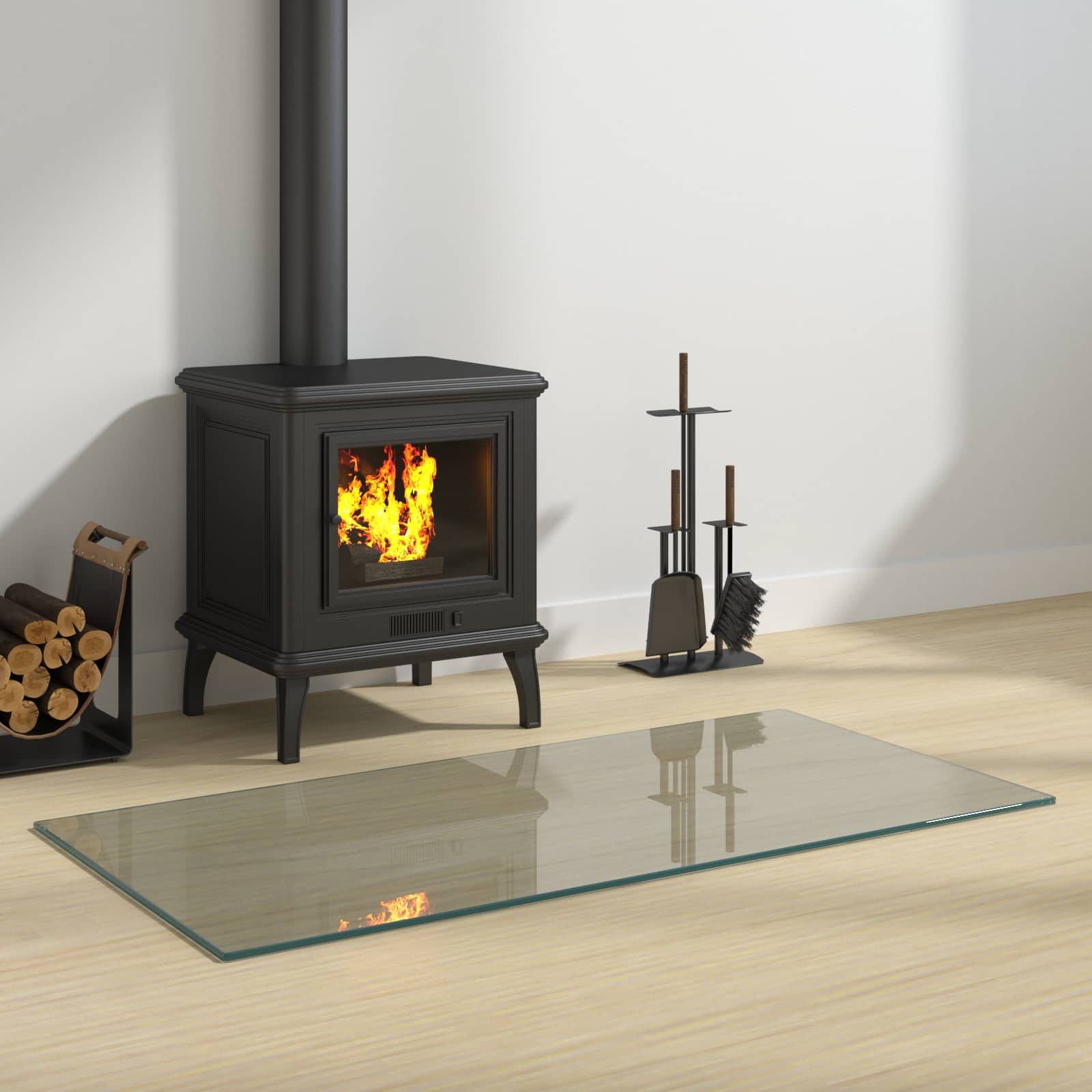 vidaXL Glas eldstad platta Transparent 100 x 50 cm Glas