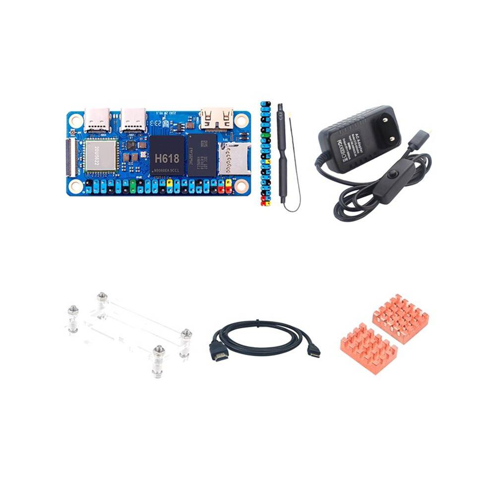 For Orange Pi Zero 2W 1GB RAM H618 Quad-Core Cortex-A53 for PC WiFi5+BT5.0 BLE Optional Case Adapter EU Plug