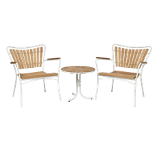 Marguerit loungesæt, bord + 2 loungestole, hvid - Mandalay
