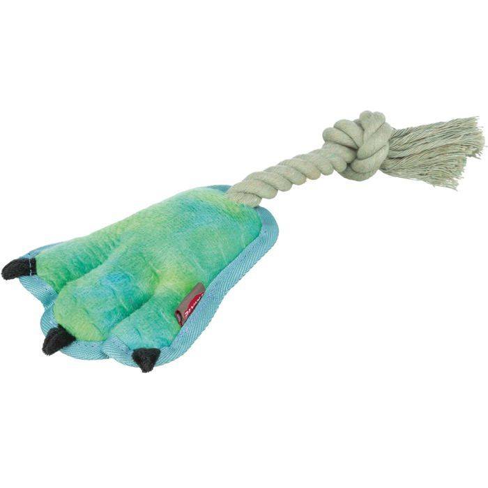 Plush toy for dog - TRIXIE - Plush paw - Durable rope - 22 cm - Light green - Silent