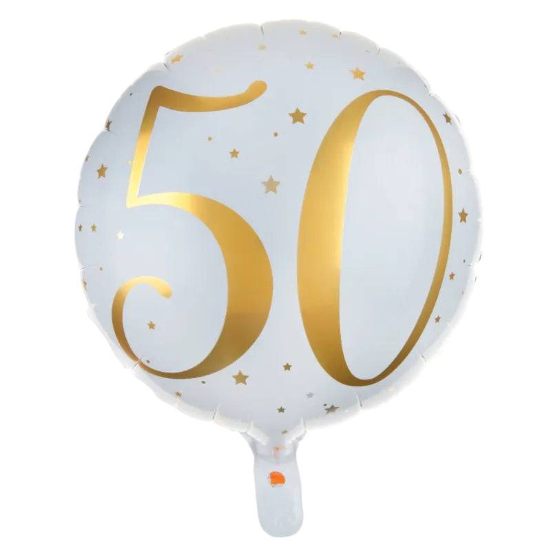 Hvid 50 års folieballon - Send en heliumballon.
