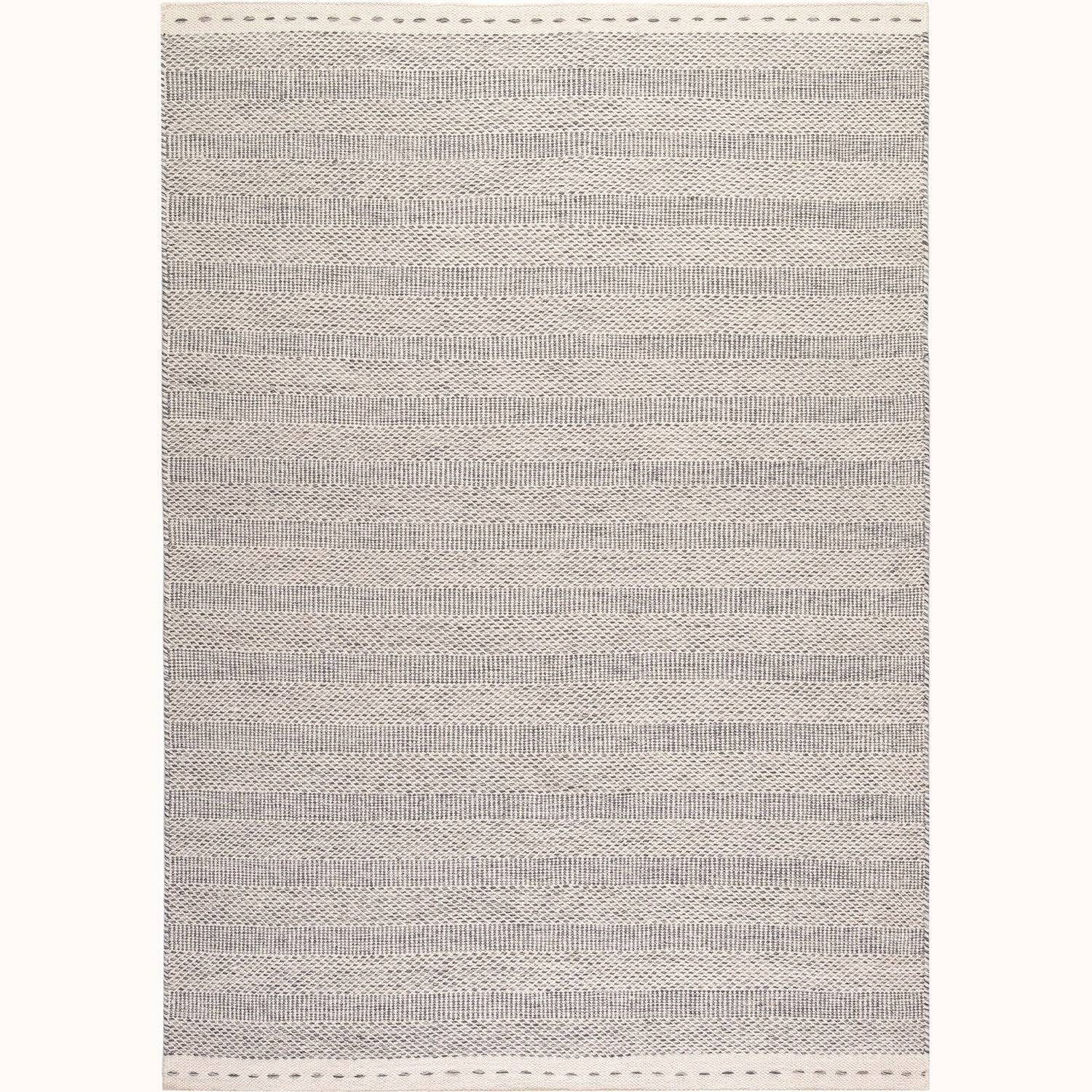 Bombay 343 Håndvævet Uldtæppe Med Kort Luv - 140 x 200 cm / Sølv