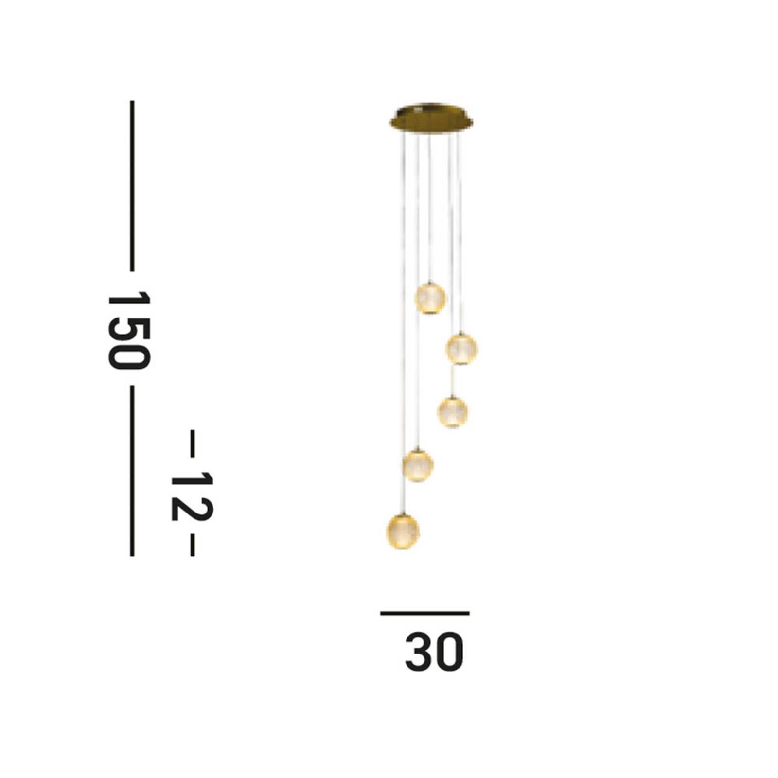Searchlight Pendellampa Allure, dimbar, Mässing / guld, Vardagsrum / matsal, Metall