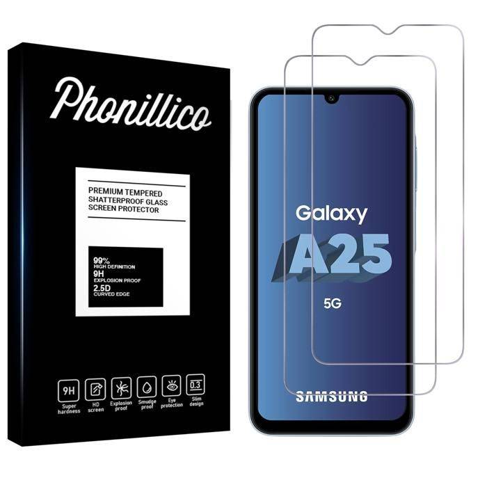 Tempered Glass for Samsung Galaxy A25 5G [2 Pack] Phonillico® Screen Protector Glass Film transparent