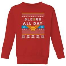 Wonder Woman 'Sleigh All Day Kids' Christmas Jumper - Red - 7-8 Years