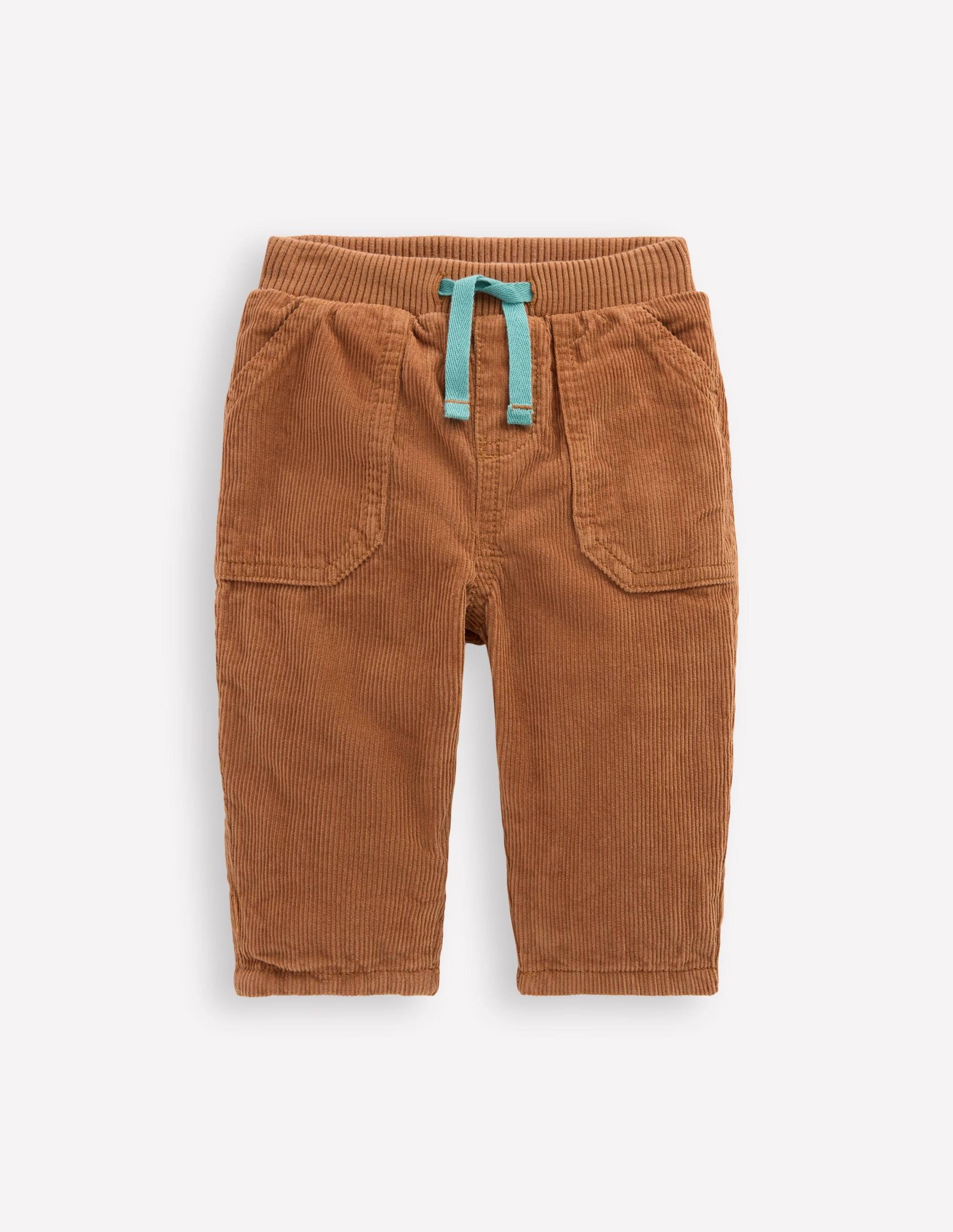 Boden Baby Cosy Lined Trousers in Brown | Size 3-6 Months