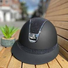 Samshield ridehjelm Miss Shield shadowmatt sort med crystal fabric Summer Night 2.0