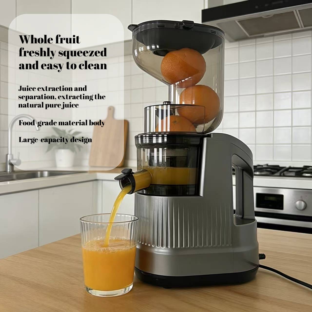 Large Mouth Slow Juicer 1200W Cold Press Pulp Separator Automatic Juice Extractor Machine for Home Commercial Use