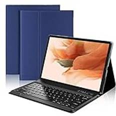 AVNICUD Galaxy Tab S8 Plus/S7 FE/S7 Plus fodral med tangentbord 12,4 tum – multifunktionell pekplatta, QWERTZ-layout tangentbordsfodral med pennhållare för Samsung Tab S8+ 2022/S7 FE 2021/S7+ 2020,