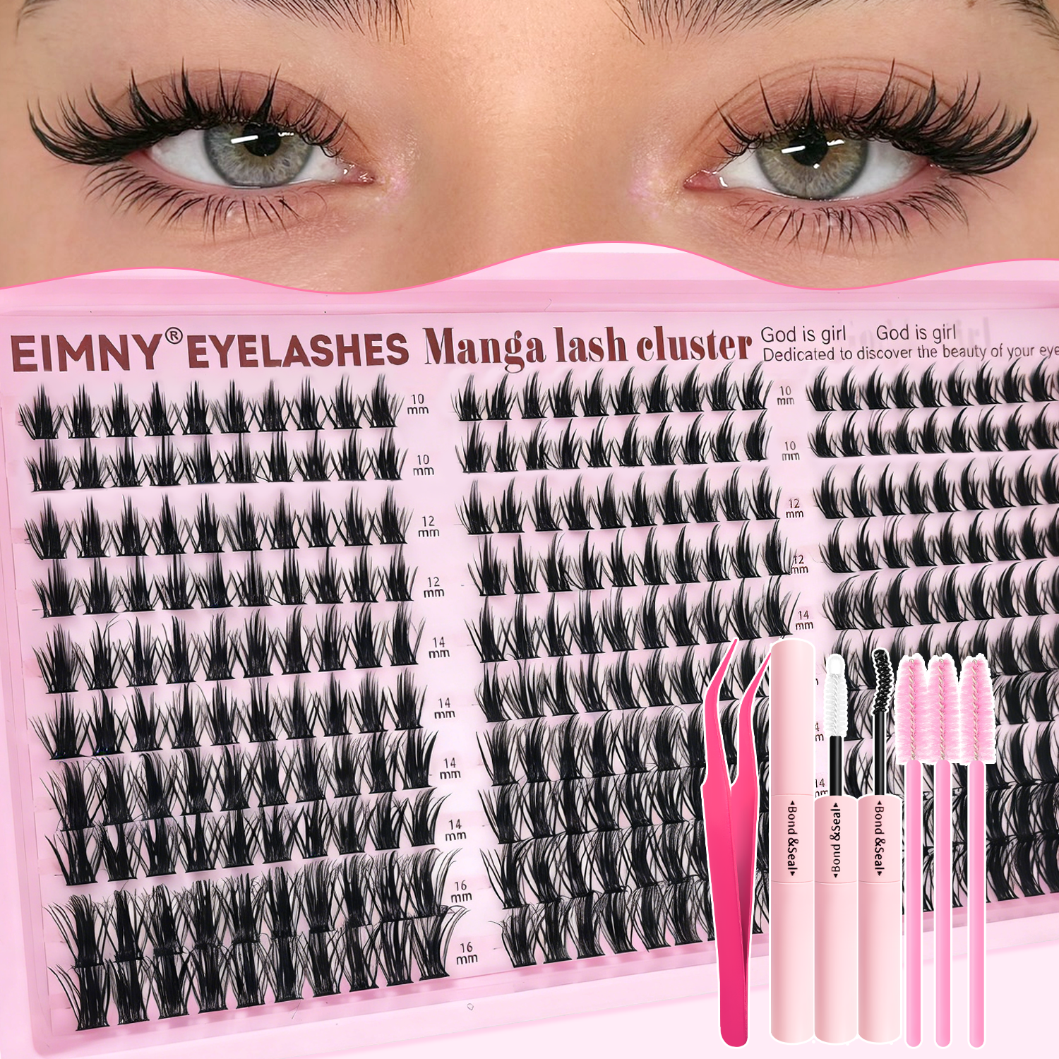 Manga Lash Clusters Kit Natural 300 Pcs Cluster Eyelash Extensions Kit Wispy Fairy Fluffy Eyelash Clusters Anime Cosplay Lash