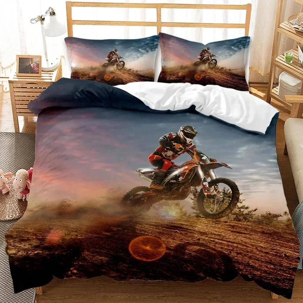 Motocrossförare Bäddset Extremsport Påslakan Barn Tonåringar Herr Motorcykel Täckeöverdrag Dirt Bike Polyester Påslakanset 70x133cm 2pcs