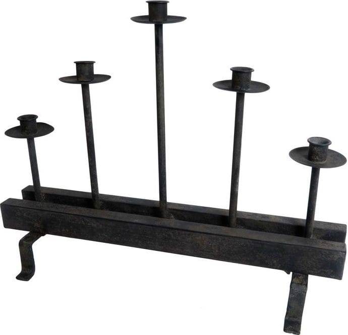 Ljusstake Asta för 5 Ljus - Vintage & ljuslykta Svart Metall