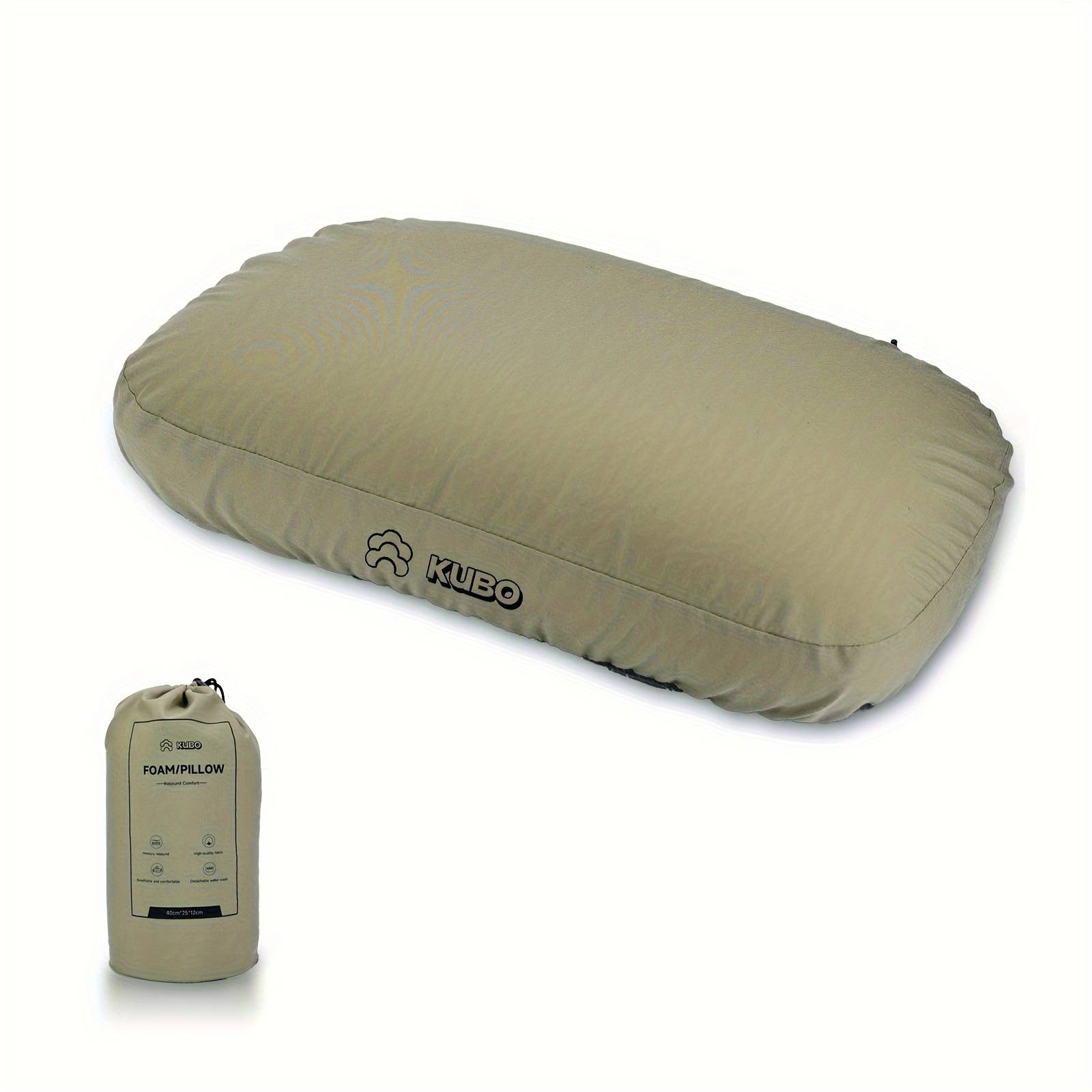 TEMU This Portable Foam Camping Pillow In And Features Neck Support. An Ergonomic Travel Pillow Suitable For Camping, Hiking, And . It Has A Durable Zipper Closure, Is Moderately Soft,