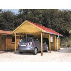 Enkelt carport Spidstag m/redskabsrum