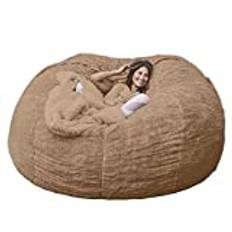 Stor Bean Bag stol, Vuxen Giant Beanbag Stol Comfy Fluffy Fur Bean Bag Soffa (inget Fyllmedel) Överdimensionerad Lat Soffstol För Sovrum,Kaki,7 Fot (180×90 Cm)