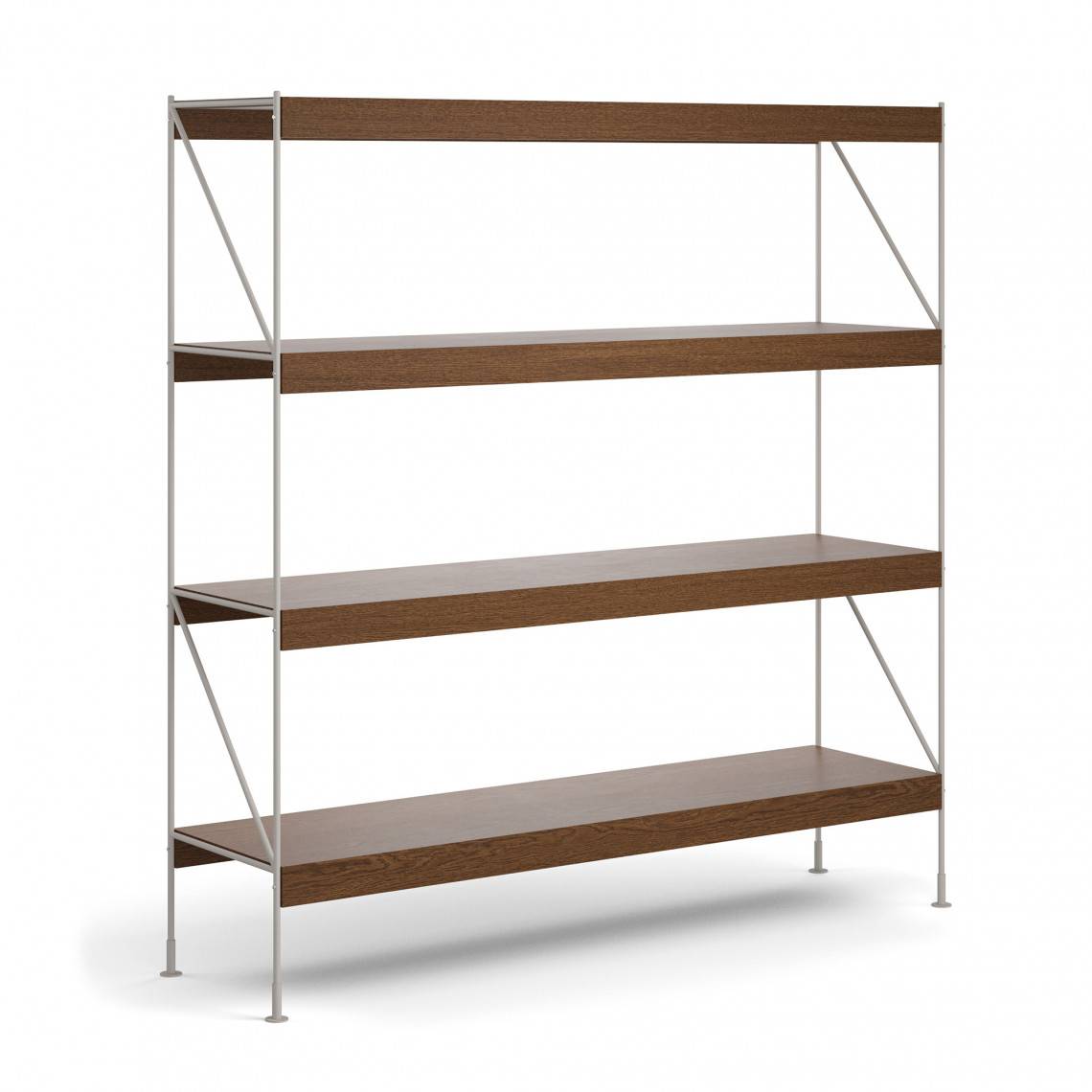 Hyldesystem Zet Storage System, Højde 158 cm, Design Ivory Steel / Dark Stained Oak.