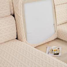 1pc Jacquard Fabric Elastic Sofa Cushion Cover, Simple&modern Style Non-slip Sofa Cover For 1/2/3/4 Seater L Shape Sofa In All Seasons, Living Room So - Beige - Single Seat,2 Seater,3 Seater,4 Seater,Sofa Back Covers,L-shaped