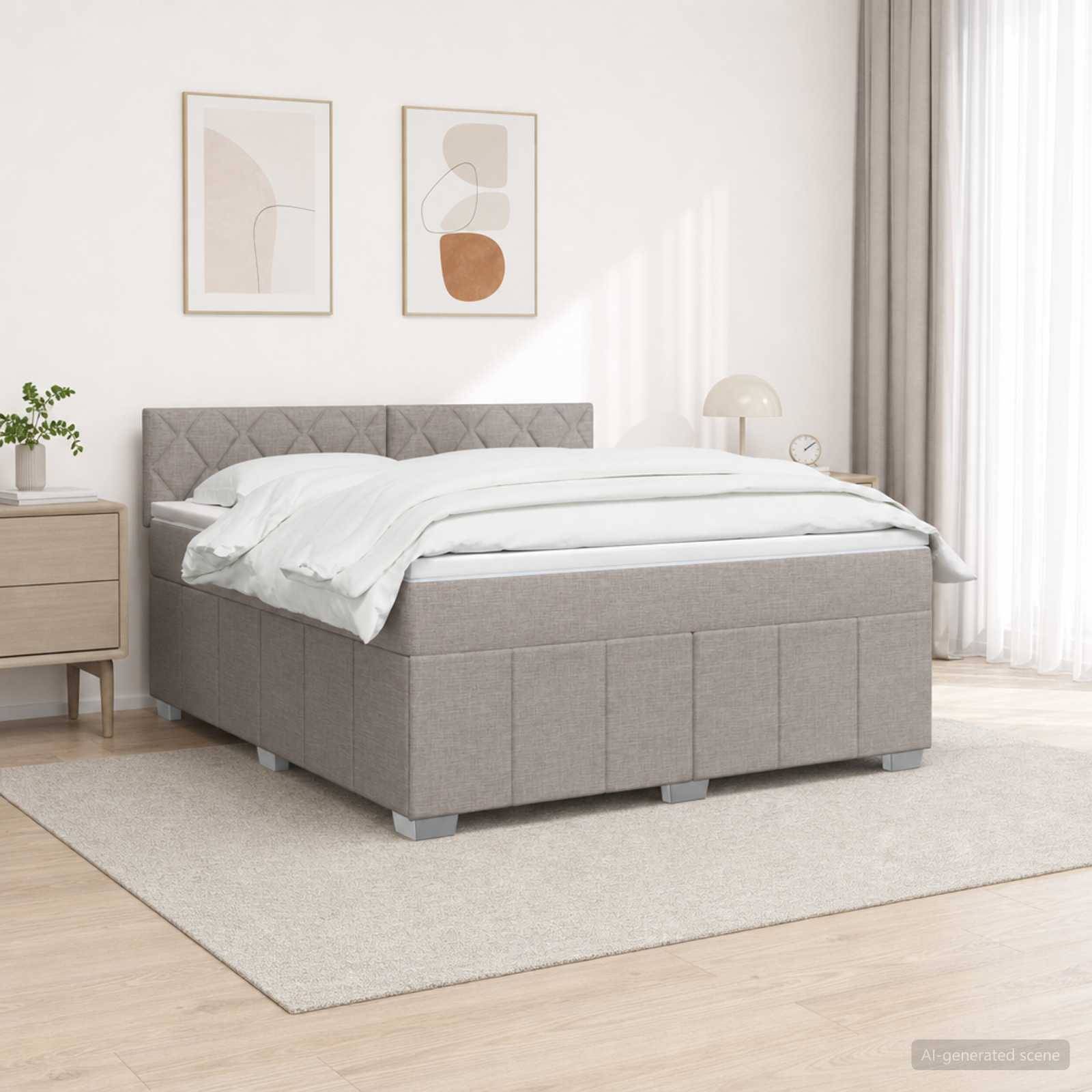 vidaXL Kontinentalsäng med madrass Taupe 140 x 190 cm Tyg