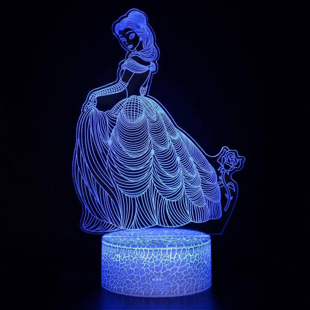 Princess Night Light för barn Dimbar LED-sänglampa 16 färgskiftande nattlampa med fjärrkontroll