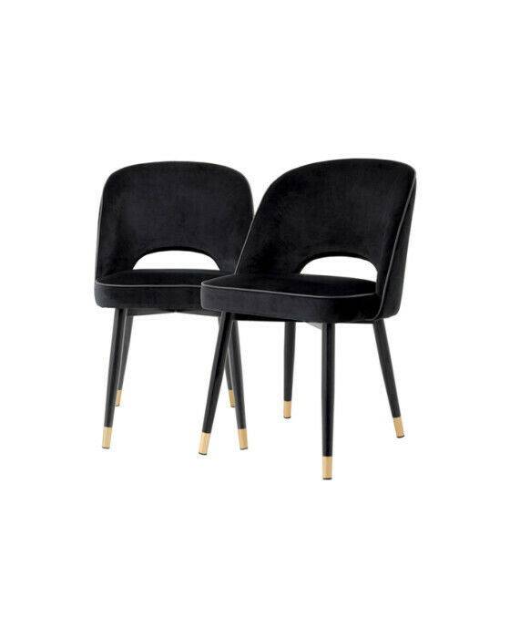 Cliff spisestole roche black velvet 2-sæt