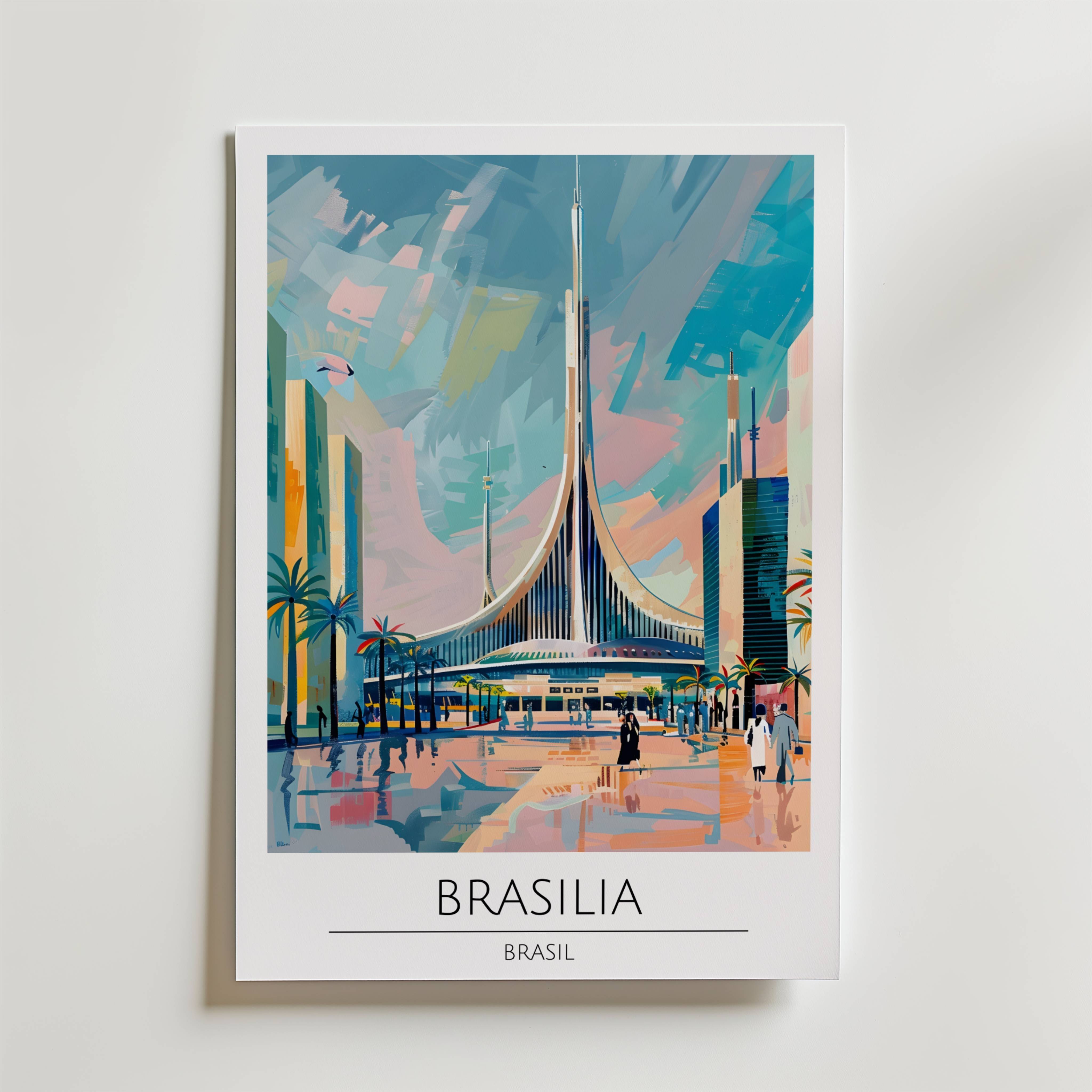 Brasilia Modern Skyline Poster - Premium Canvas 100x140 cm