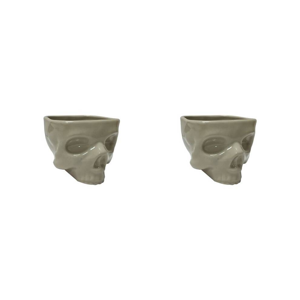 2X Retro Tabletop Decor Porcelain Gothic Skull Pasta Bowl Halloween Tableware Bar Food Noodle Salad Candy Ceramic Bowl S