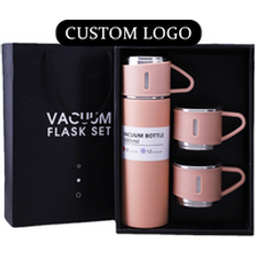 Factory Wholesale 500 ml set Christmas gift  Thermos Vacuum Flask Stainless Steel Water Bottle with 2 Cups hot and cold fl