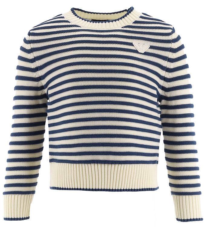 Emporio Armani Tröja - Stickad - Vit/Blårandig - Emporio Armani - 16 år (176) - Tröja