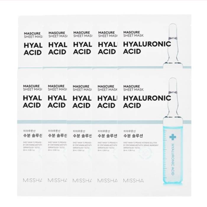 [Deal] MISSHA Mascure Solution Sheet Mask - Hyaluronic Acid - 1pc (10ea) Set - black