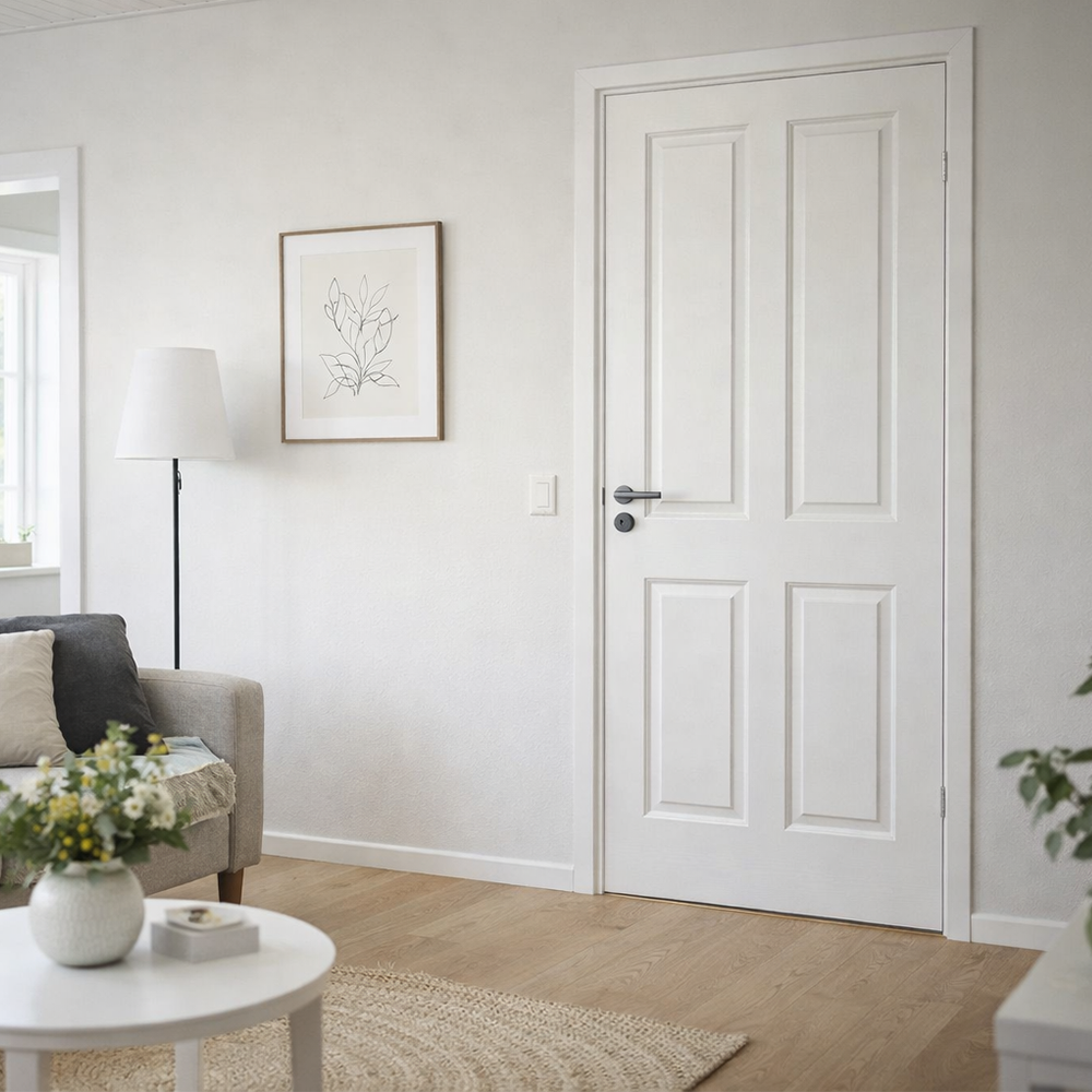 Massiv Indvendig dør fra Swedoor, Advance-line, Compact 04 Dannebrogsdør, Hvid NCS S0502-Y 92,5 X 204