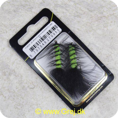 Unique Flies - 2 stk. pakke - Flash a Bugger Fluo Lime 2220 #8.