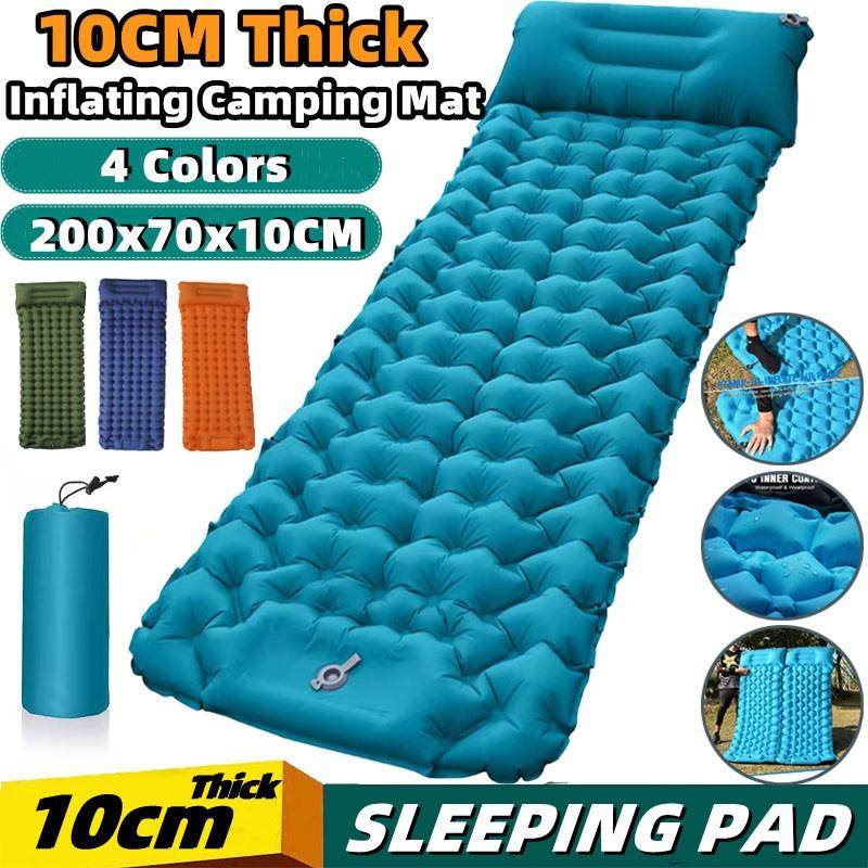 Självuppblåsande campingmatta 10 cm Tjock-vidga & tjockna Uppblåsbar campingsovmatta Inbyggd pump lätt att blåsa upp, uppblåsbar liggunderlag utomhus