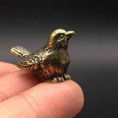 1/2st Vintage Ornament Mini Vintage Mässing Fågelstaty Retro Sparv Figuriner Små djur Skulptur För Vardagsrum Sovrum Hemmakontor Skrivbordshylla Ornam - Brons (1 st,2 st,5 st,10 st)