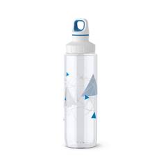 Emsa 518308 Trinkflasche "Geometry", Tritan™, 700 ml, blau/weiß/klar (1 Stück)