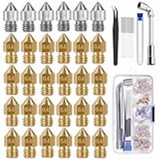 30 stycken munstycken, 0,4 mm munstycken, 3D-skrivare mässing, rostfritt stål-hotend-munstycken med för Creality Ender 3 V2/Ender 3/Ender 3 Pro/Ender 3 Max/Ender 5 Pro, Ender 3 S1/Ender 3 Neo/CR