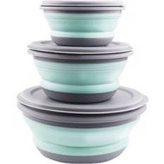3 st fällbar skål utomhus camping serviser uppsättning fällbar lunchbox bärbar salladsskål - silver--