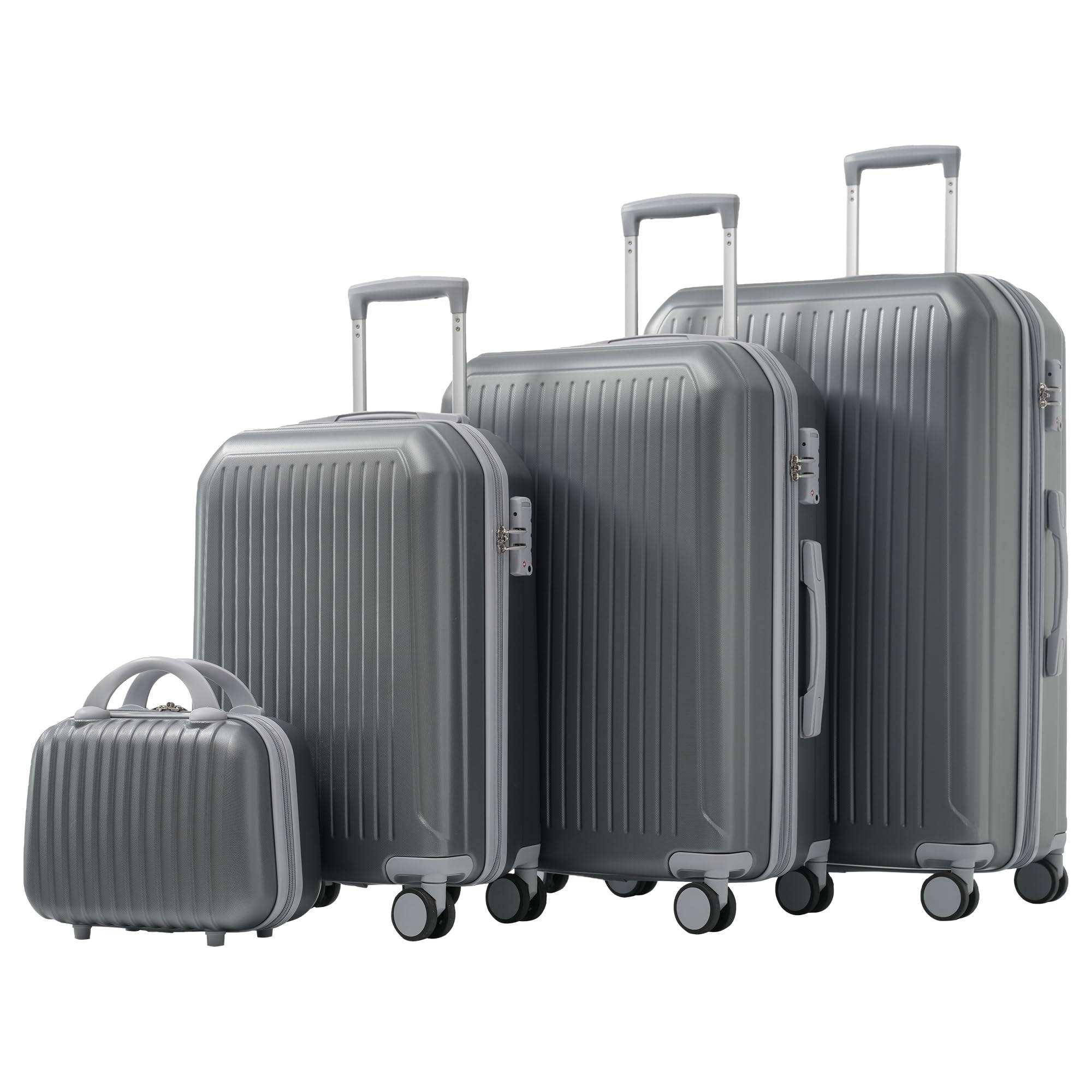 Gepäckset 4-teilig Hartschalen (S/M/L/XL) Teleskopgriff 360°-Rollen TSA-Schloss L/XL erweiterbar ABS Antik Blau