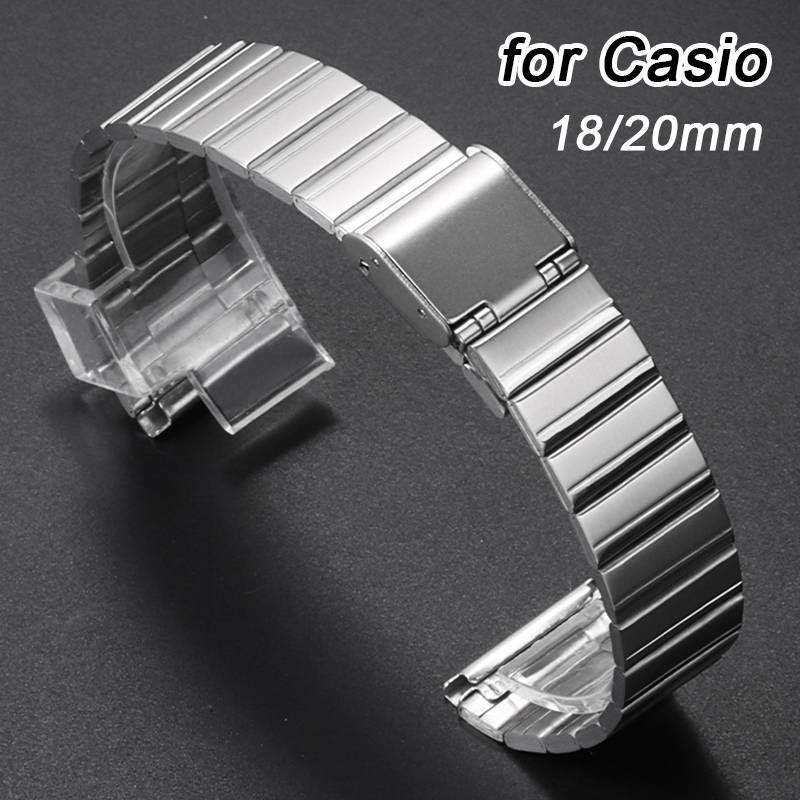 18mm 20mm Stainless Steel Strap for Casio F-91W SGW400 F84 F105/108/A158W/168 AE1200/1300 AQ230 Ultra-thin Metal Watch Band