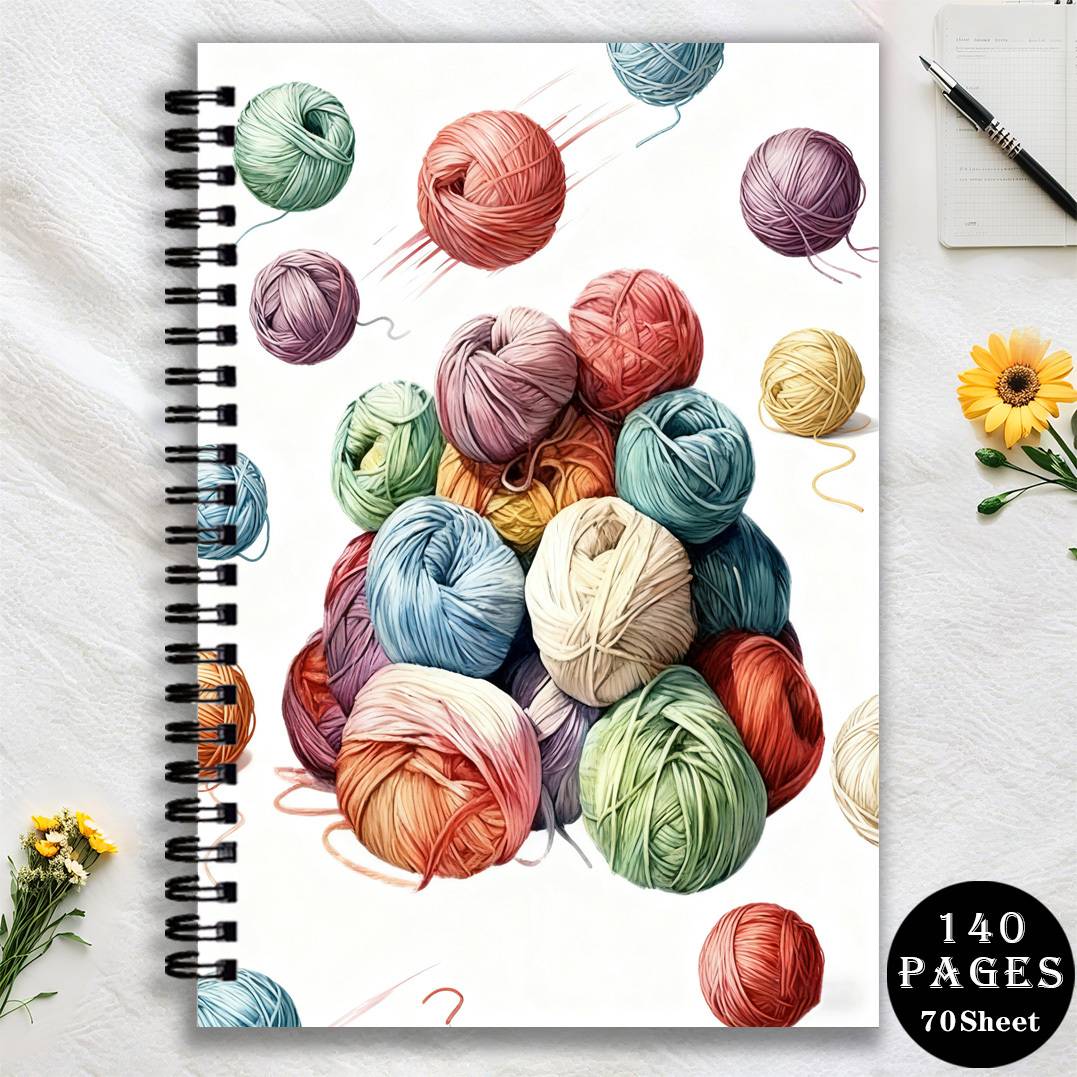 1pc Vibrant Yarn Ball Series Notebook, Featuring Durable Spiral Binding Design. Ideal For Office And Study Use, A Perfect Gift For , Suitable As A Daily Planner