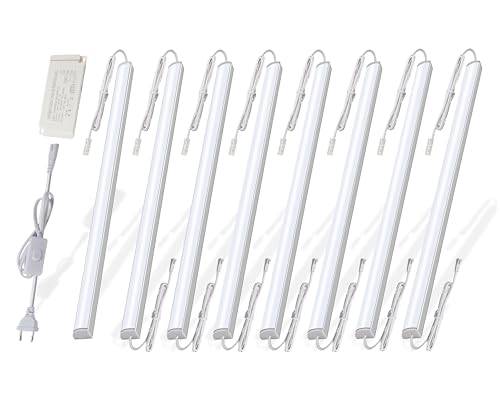 Cefrank Underskåpsbelysning, 8st 30cm V-formade länkbara LED-ljusramper för köksskåp, skyltfönster, hylla - 16Watt 1600Lumens - Pure White (6000K)